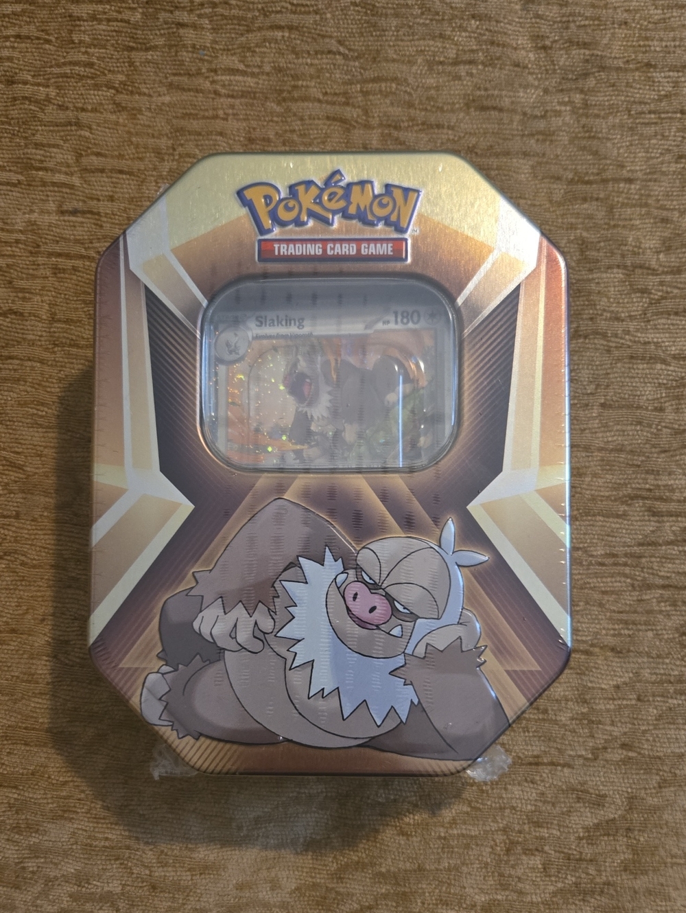 Pokémon Trading Card Game Tin — Slaking Artwork (Brown/Gold)